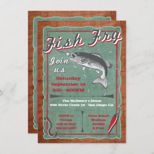 Invitation Rustic Fish Fry Party Poster Invite