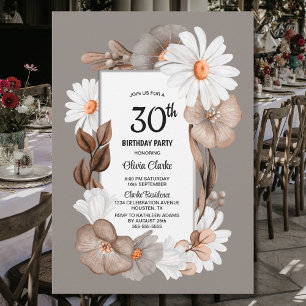 Invitation Rustic Floral 30e fête d'anniversaire