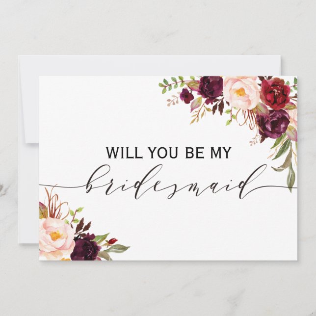 Invitation Rustic Floral Seras-tu ma servante d'honneur | 2 c (Devant)