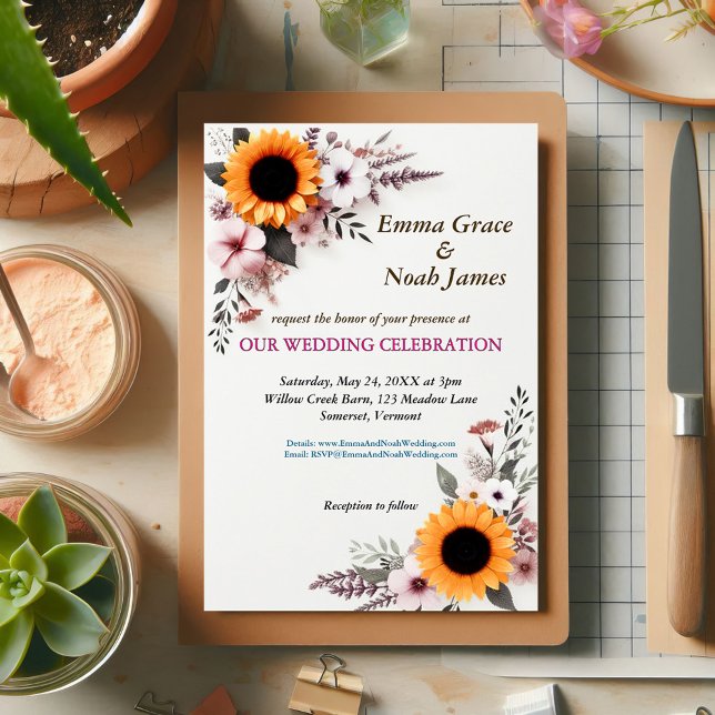 Invitation Rustic Floral Wedding (Créateur téléchargé)