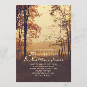 Invitation Rustic Forest Fall Woods Country Farm Path Mariage