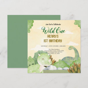 Invitation Rustic Forest Woodland Animals Wild One Birthday