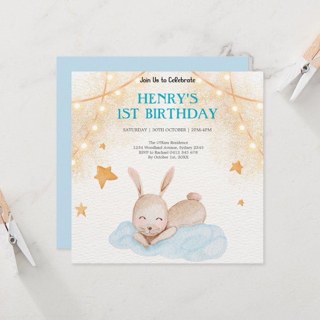 Invitation Rustic Forest Woodland Animals Wild One Birthday (Devant/Arrière en situation)