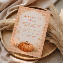 Rustic Gingham Pumpkin Fall Graduation