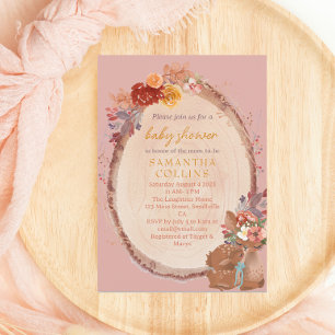 Invitation Rustic Girl Woodland Baby shower Floral