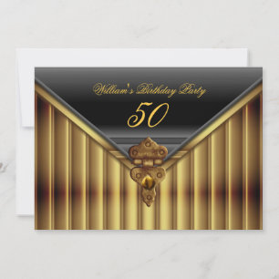 Invitation Rustic Gold Black Metal Lock fête d'anniversaire