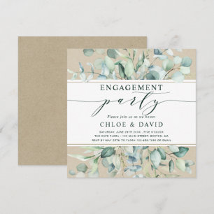 Invitation Rustic Gold Green Botanical Engagement Party