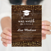 Invitation Rustic Gold Nursing Graduation Party