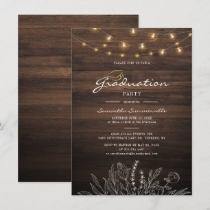 Invitation Rustic Graduation Party 2022 String Lights