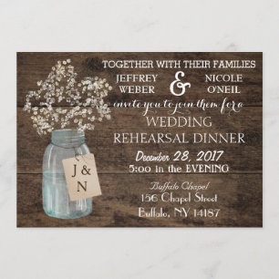Invitation Rustic Grange Mariage Wood Mason Jar Babys Respire