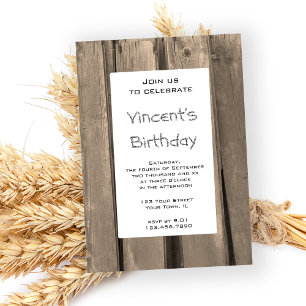 Invitation Rustic Grange Wood Pays Fête d'anniversaire