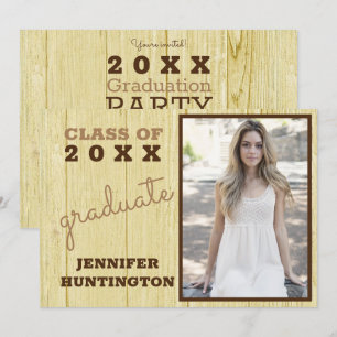 Invitation Rustic Grange Wood Photo 2025 Graduation Party