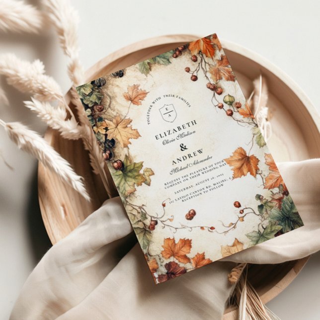 Invitation Rustic Grapevine Mariage d'automne (Créateur téléchargé)