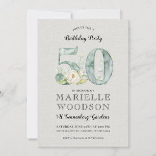 Invitation Rustic Green 50e fête d'anniversaire