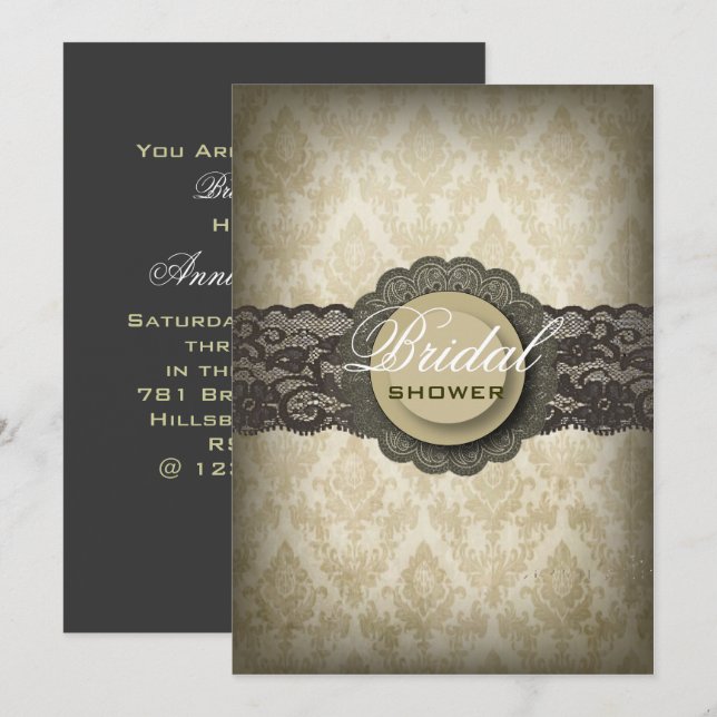Invitation Rustic Green Lace Western Country Fête des mariées (Devant / Derrière)