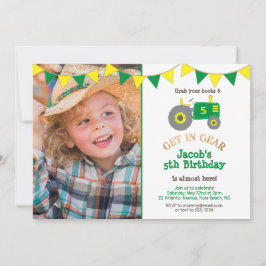 Invitation Rustic Green Tractor Photo fête d'anniversaire