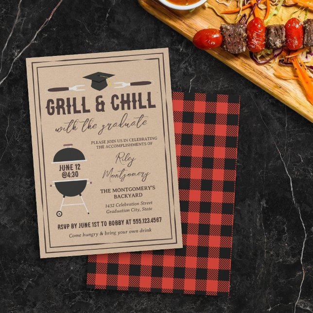 Invitation Rustic Grill & Chill Graduation BBQ Party (Créateur téléchargé)