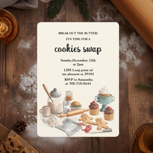 Invitation Rustic Holiday Cookie Swap | Cozy Christmas  (Créateur téléchargé)