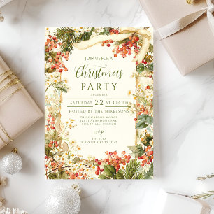 Invitation Rustic Holly Berry Noël