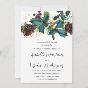 Invitation Rustic Holly et Berries Mariage botanique d'hiver