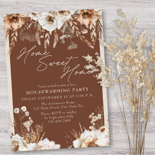 Invitation Rustic Home Sweet Home Pampas Grass Ménage domesti