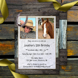 Invitation Rustic Horse Photo Anniversaire de enfant Invitati