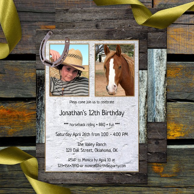 Invitation Rustic Horse Photo Anniversaire de enfant Invitati (Créateur téléchargé)