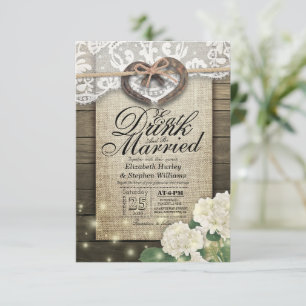Invitation Rustic Horseshoe Lace EAT Boire Soyez Marié Mariag