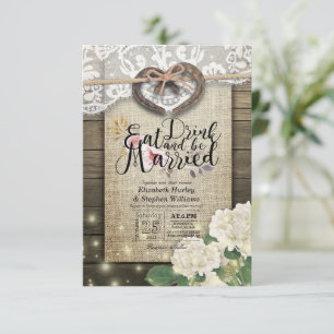 Invitation Rustic Horseshoe Lace EAT Boire Soyez Marié Mariag