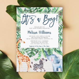 Invitation Rustic Jungle Safari Animaux Garçon Baby shower