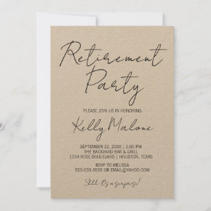 Invitation Rustic Kraft Retraite Party