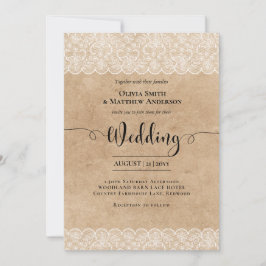Invitation Rustic Lace Farmhouse Pays Barne Mariage