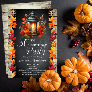 Invitation Rustic Lantern et Feuille Automne 30e fête d'anniv