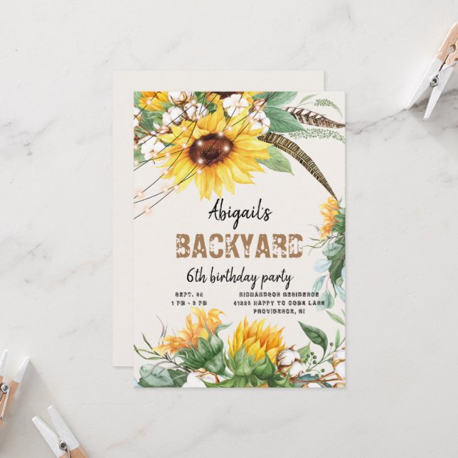 Invitation Rustic Lights Jardin Enfant fête d'anniversaire (Devant/Arrière en situation)