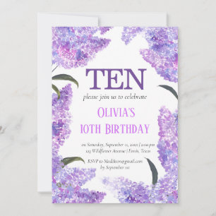 Invitation Rustic Lilac 10e anniversaire Fleur sauvage Annive