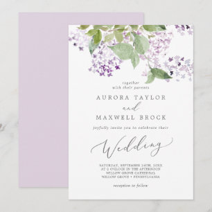 Invitation Rustic Lilac Mariage