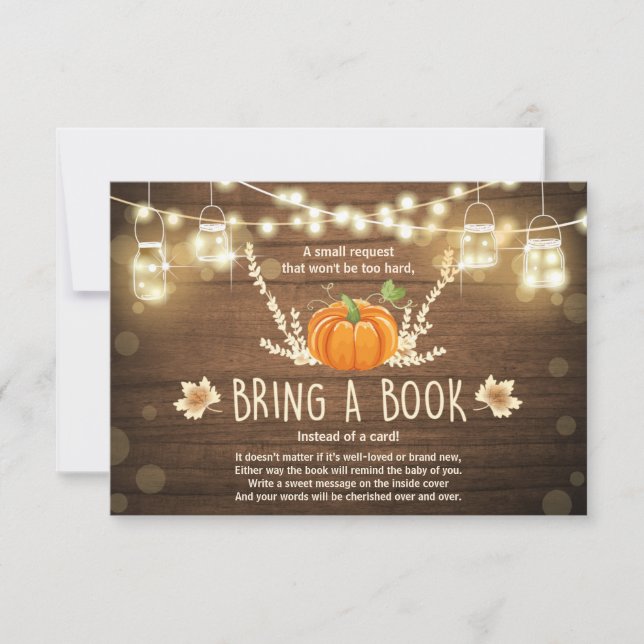 Invitation Rustic Little Citrouille Baby shower Apportez un l (Devant)
