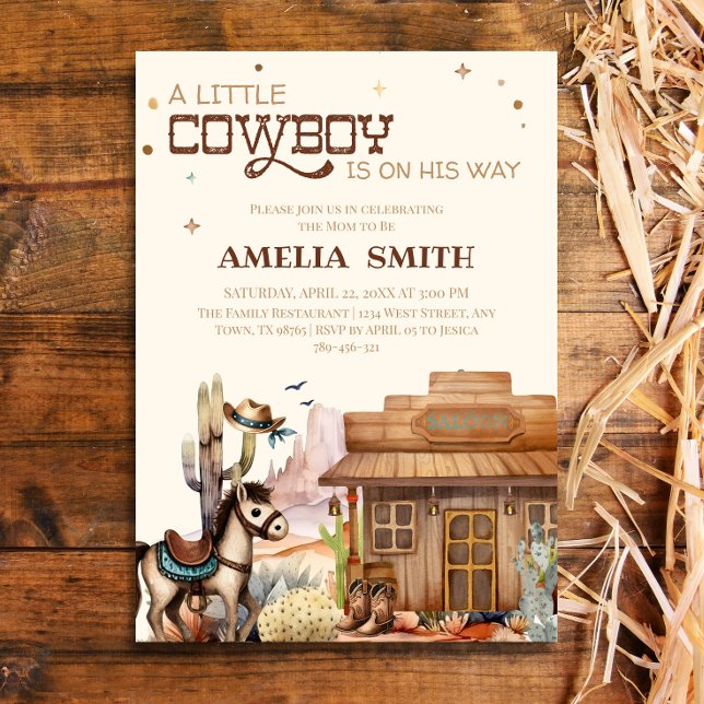 Invitation Rustic Little Cowboy Western Baby Shower Wild West (Créateur téléchargé)