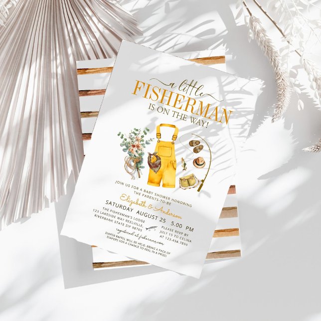 Invitation Rustic Little Fisherman Est En Route Baby shower (Créateur téléchargé)