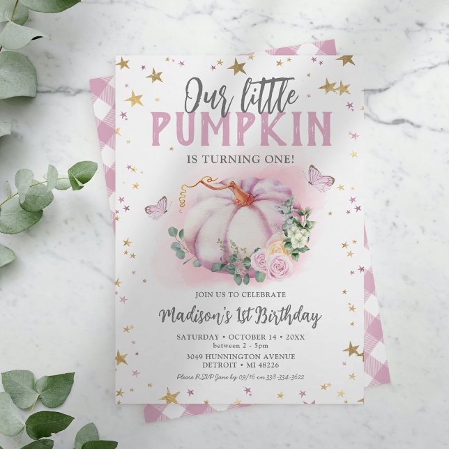 Invitation Rustic Little Pumpkin Girl First Birthday (Créateur téléchargé)