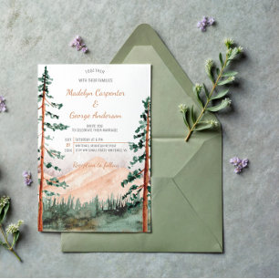 Invitation Rustic Luxe Mountains Arbres Mariage paysager  