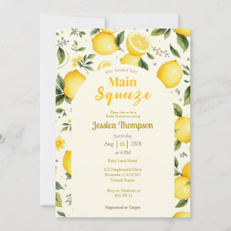 Invitation Rustic Main Squeeze citron douche nuptiale moderne