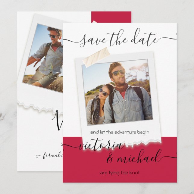 Invitation Rustic Mariage Adventure Photo Enregistrer la date (Devant / Derrière)