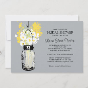 Invitation Rustic Mason Jar et Fleur sauvage Daisies