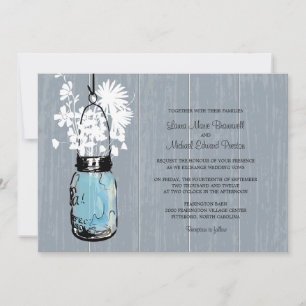 Invitation Rustic Mason Jar et Mariage Fleur sauvage