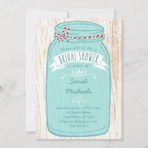 Invitation Rustic Mason Jar sur l'écorce Mariage illustré