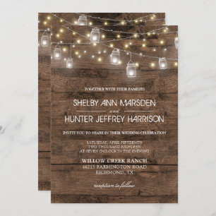 Invitation Rustic Mason Jars Éclairage à cordes Mariage photo