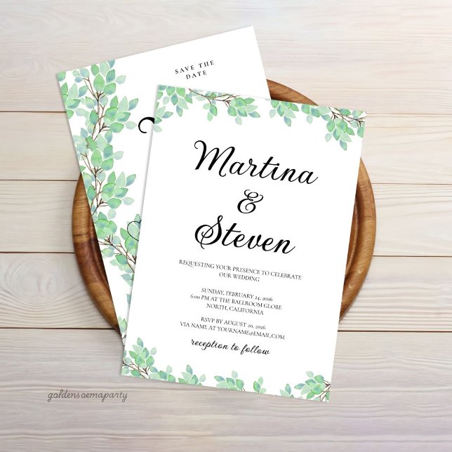Invitation Rustic Modern Eucalyptus Greenery Wedding (Créateur téléchargé)