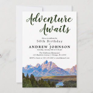 Invitation Rustic Mountain Adventure attend la fête d'anniver