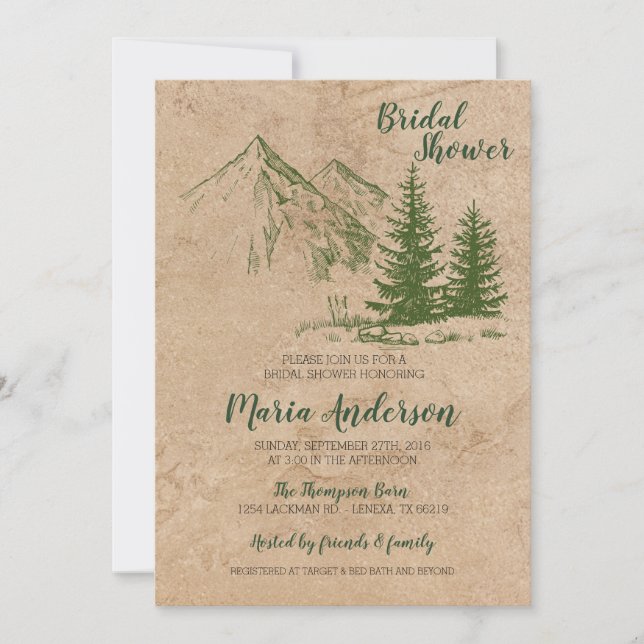 Invitation Rustic Mountain Bridal Showback (Devant)